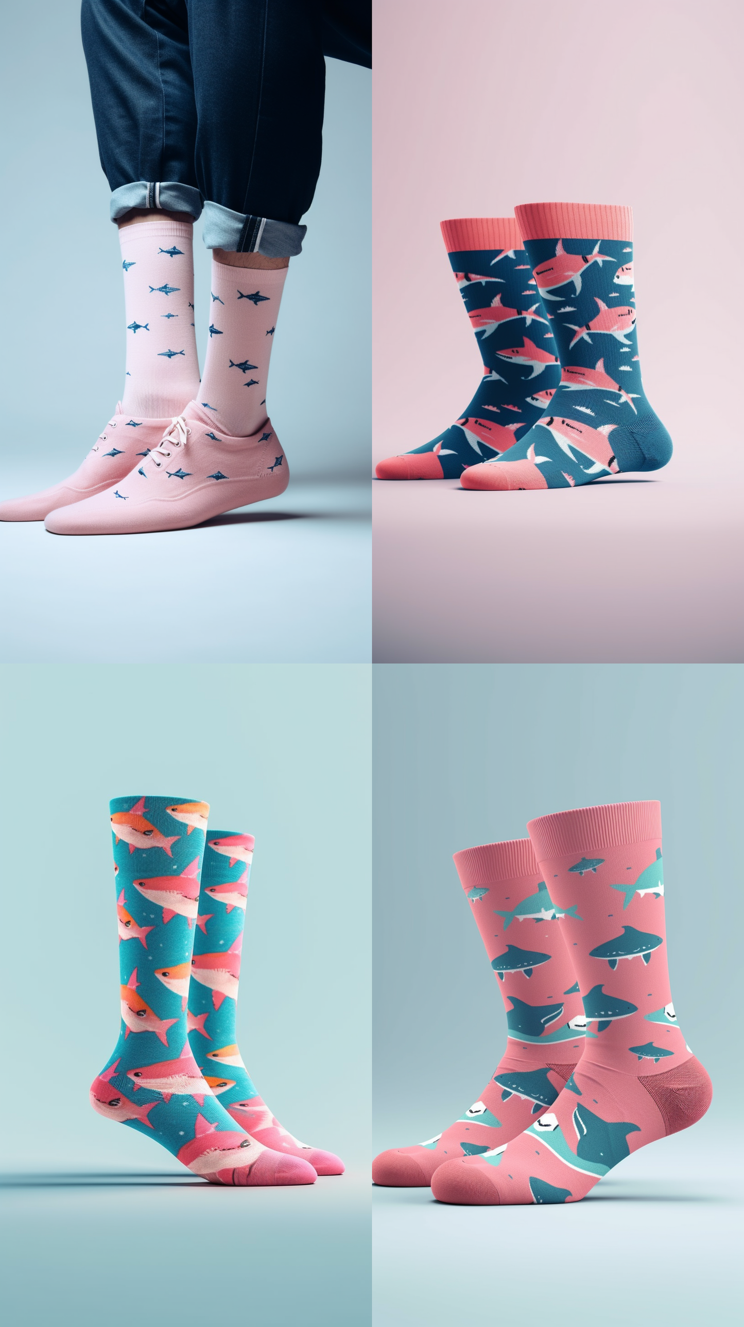 Pink Shark Socks