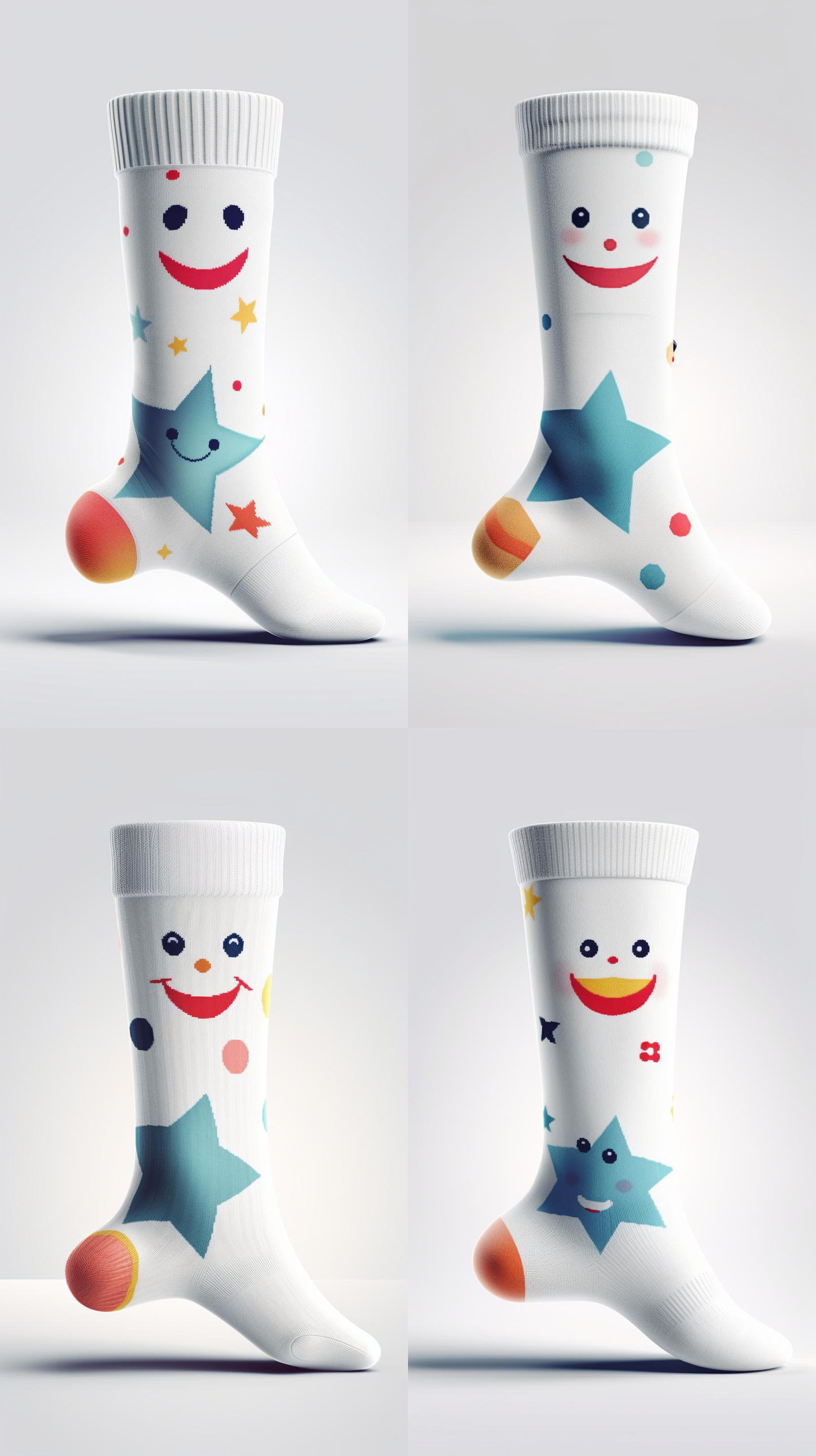 Blue and White Smiley Socks
