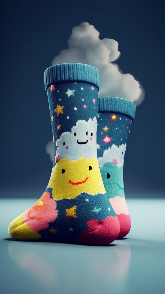 Wolkige Smiley-Socken
