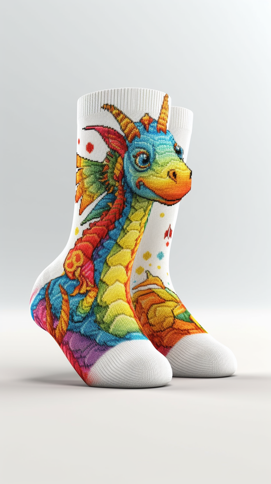 Calcetines de dragón arcoíris