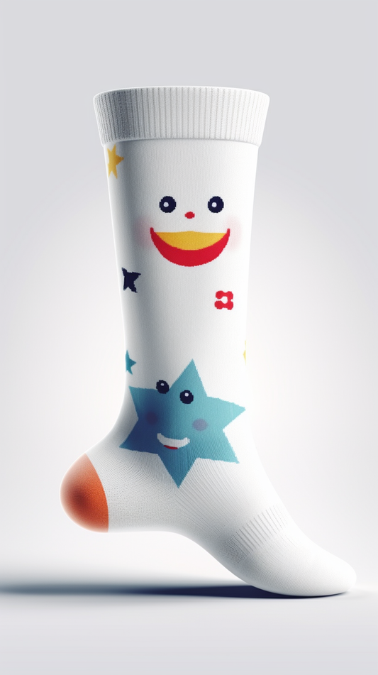Blue and White Smiley Socks